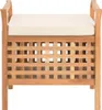 A wooden bench with a beige cushion on a white background. Náhľad obrázku produktu