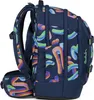 Side view of a dark blue backpack with a colorful abstract pattern. Náhled obrázku produktu