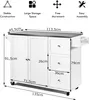 A white kitchen island with dimensions labeled. Náhľad obrázku produktu