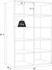 A diagram of a white bookshelf with dimensions indicated. Produktbild-Vorschau