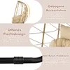 Collage of images highlighting features of a hanging basket chair. Produktbild-Vorschau