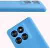 A close-up view of a blue phone case, showing the camera module. Produktbild-Vorschau