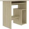 A digitally rendered image of a light brown wooden desk with shelves. Anteprima dell’immagine prodotto