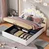 A child's bed with storage, featuring a cloud-shaped headboard with LED lights and a crown. Náhled obrázku produktu