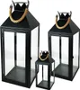 3er Laternen mit Seilgriffen Set Schwarz 25/40/51cm Produktbild-Vorschau 1