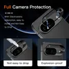 A marketing image showing a phone camera lens protector with text highlighting its features. Produktbild-Vorschau