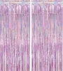 2er Set Lametta Pink Vorhang Deko Folienfransen Glitzer Produktbild-Vorschau 1