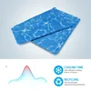 A product image showing a cooling mat with a water ripple pattern, accompanied by a graph and informational icons. Produktbild-Vorschau