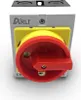 A front-facing view of an industrial rotary switch with a red and yellow handle, mounted on a gray housing. The product is shown against a plain white background. Produktbild-Vorschau