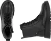 A studio shot of two black leather boots against a white background. Podgląd zdjęcia produktu