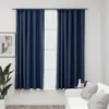 Verdunkelungsvorhänge Haken Leinenoptik 2 Stk. Blau 140x175 Produktbild-Vorschau 1