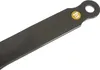 A close-up of a black metal pan handle with embossed text and a yellow logo. Náhľad obrázku produktu