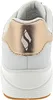 The back view of a white Skechers sneaker with a rose gold accent and the Skechers logo. Náhled obrázku produktu
