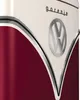 Close-up of a retro-style refrigerator with a burgundy and cream color scheme, featuring the Gorenje and Volkswagen logos. Produktbild-Vorschau