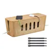 Relaxdays Scatola porta cavi per 2 prese multiple, bambù, A Anteprima dell’immagine prodotto 1