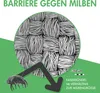 A close-up of fabric weave with a mite and a scale bar, indicating protection against mites. Produktbild-Vorschau