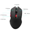 Top-down view of a black wireless gaming mouse with red accents, showing labeled buttons and scroll wheel. Produktbild-Vorschau