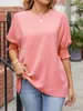 ASKSA T-shirt manches bouffantes col rond femme chemisier Voir les images du produit 2