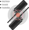 Two black walkie-talkies are shown with text highlighting their features. Produktbild-Vorschau