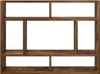 A wooden wall shelf with multiple compartments, shown against a white background. Náhled obrázku produktu