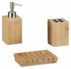 Relaxdays Badaccessoires Bambus, 3-teiliges Badezimmer Set Produktbild-Vorschau 7