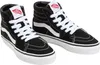 A pair of black Vans Sk8-Hi high-top sneakers with white laces and white side stripe. Podgląd zdjęcia produktu