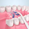A close-up illustration of a water flosser tip cleaning between teeth and gums, showing the removal of bacteria. Náhľad obrázku produktu