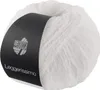 A ball of white yarn with a black label. Produktbild-Vorschau