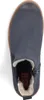 A top-down view of a blue Chelsea boot with a fur lining. Produktbild-Vorschau