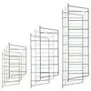 Three sets of metal wall shelf brackets of varying sizes and colors, arranged in a staggered formation against a white background. Produktbild-Vorschau