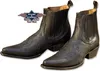 Herren Damen Western Cowboy Biker Leder Stiefelette Boots Produktbild-Vorschau 1