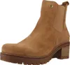 A single brown suede boot with a block heel and a lug sole. Produktbild-Vorschau