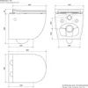 Technical drawing of a wall-hung toilet with dimensions. Podgląd zdjęcia produktu