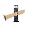 A dark blue leather watch strap is shown against a white background. Produktbild-Vorschau