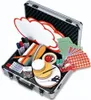 An open aluminum case filled with moderation and presentation supplies. Produktbild-Vorschau