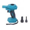 A teal and black cordless electric air blower with two nozzle attachments on a white background. Podgląd zdjęcia produktu
