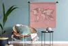 MuchoWow® Wandteppich Wandbehang Weltkarte - Rosa - Weiß - Produktbild-Vorschau 6