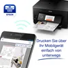 A smartphone is shown displaying a document, with a printer in the background printing the same document. Wireless signals are depicted between the phone and printer. Náhled obrázku produktu