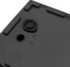 A close-up view of the underside of a dark gray plastic object, possibly a planter or container, showing a rubber stopper and some embossed text and symbols. Náhled obrázku produktu