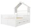 Kinder Hausbett Kiefer Holz 140x200 cm mit Ausziehbett und Produktbild-Vorschau 9