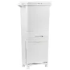 A white, multi-compartment trash can with a pedal on a white background. Produktbild-Vorschau