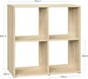 A product shot of a four-cube shelving unit with dimensions indicated. Produktbild-Vorschau