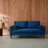 sweeek - 3-Sitzer Sofa mit Samtbezug und Holzbeinen - Blau Produktbild-Vorschau 3