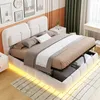 Cama tapizada Merax de 140x200 cm con barra de luces LED, Vista previa de la imagen del producto 2