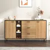 Sideboard - Schwarz/Holz - 3 Schubladen & 16-Farben LED - Produktbild-Vorschau 3