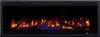 A close-up view of an electric fireplace with realistic flame effects and decorative logs. Podgląd zdjęcia produktu