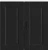 A front view of a black wooden cabinet with two doors. Podgląd zdjęcia produktu