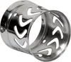 A close-up studio shot of a stainless steel appliance part with cut-out decorative patterns. Produktbild-Vorschau