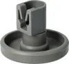 A close-up studio shot of a gray plastic dishwasher basket wheel. Produktbild-Vorschau