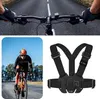 A collage showing a cyclist's view from the handlebars, a cyclist riding, and a chest mount for a camera. Náhľad obrázku produktu